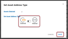 Application Asset Address Type - Set Asset Address Type Window
